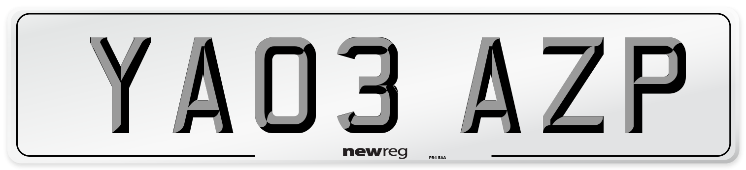 YA03 AZP Number Plate from New Reg